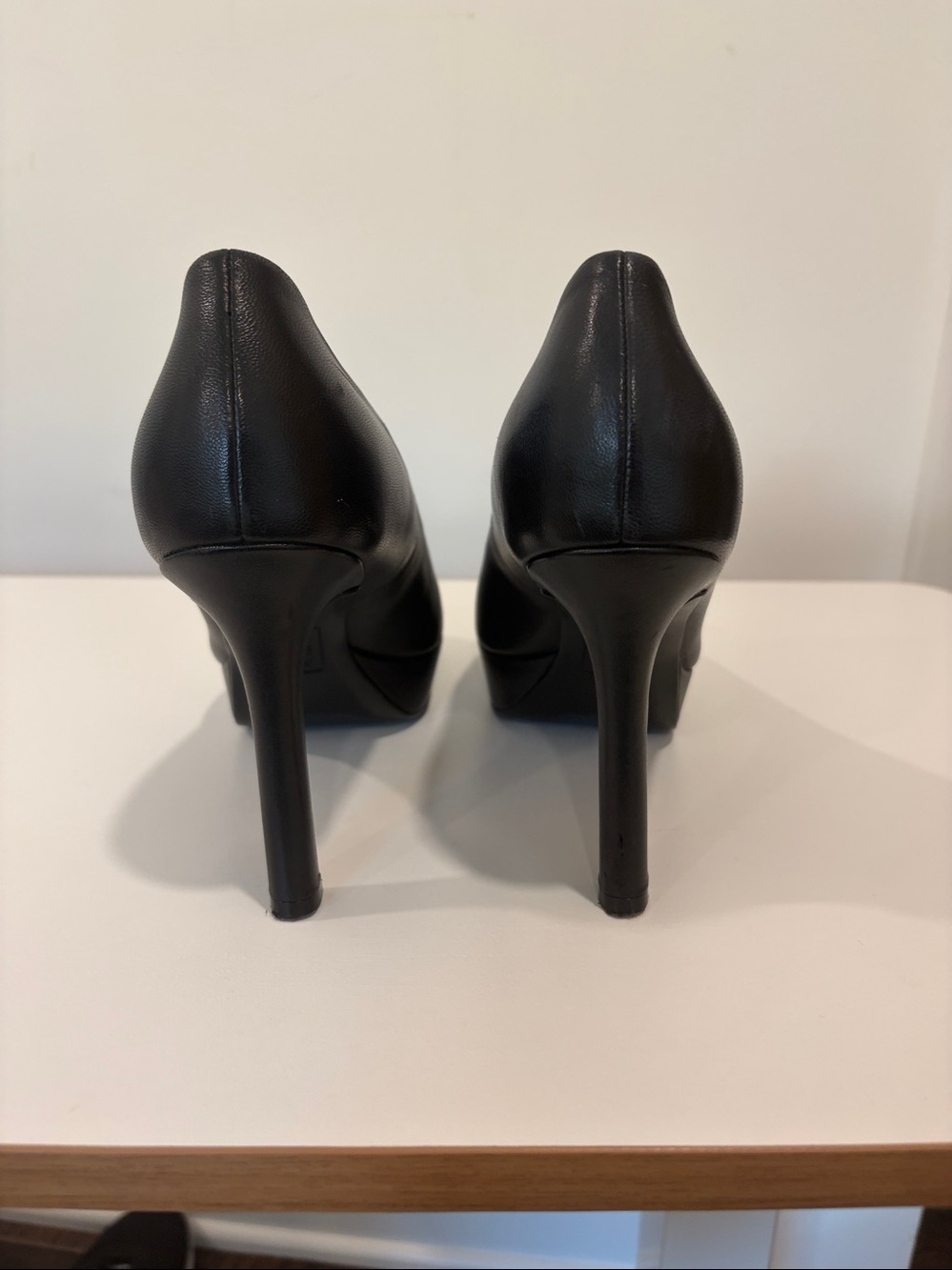 Naturalizer Black Leather Round-Toe Platform Pumps - Picture 7 of 9